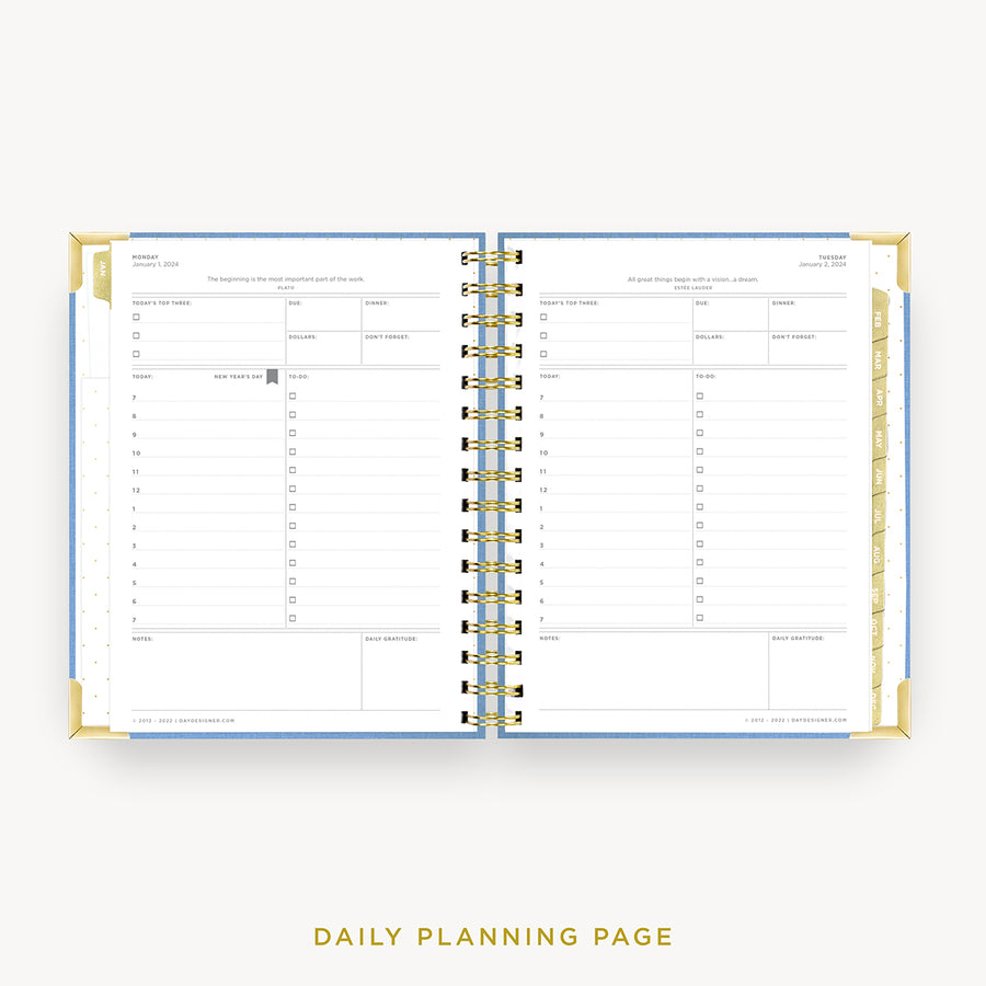 Day Designer 2024 mini daily planner: Chambray Bookcloth cover with daily planning page