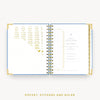 Day Designer 2024 mini daily planner: Chambray Bookcloth cover with pocket and gold stickers