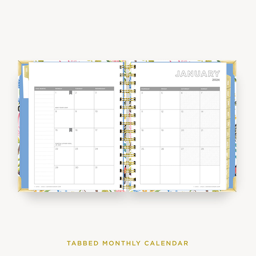 Day Designer 2024 mini daily planner: Flutter cover with monthly calendar