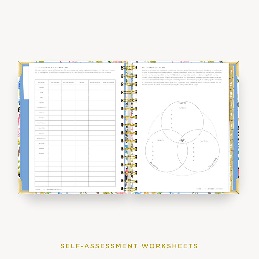 Day Designer 2024 mini daily planner: Flutter cover with self assessment worksheet