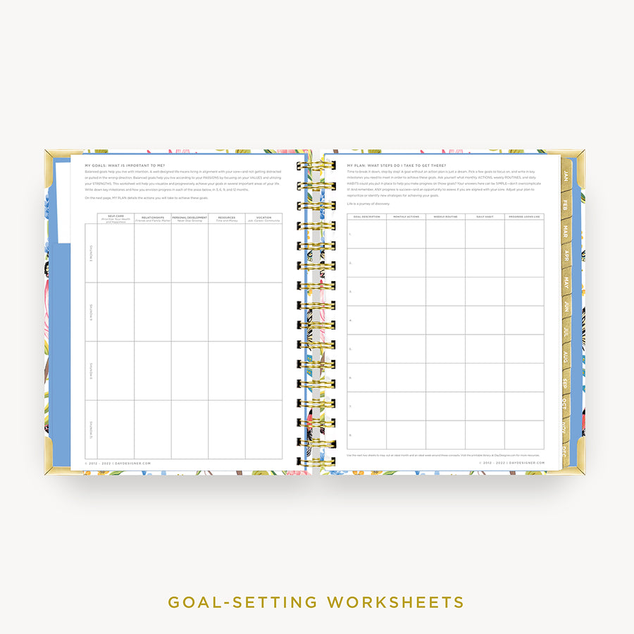 Day Designer 2024 mini daily planner: Flutter cover with goals worksheet
