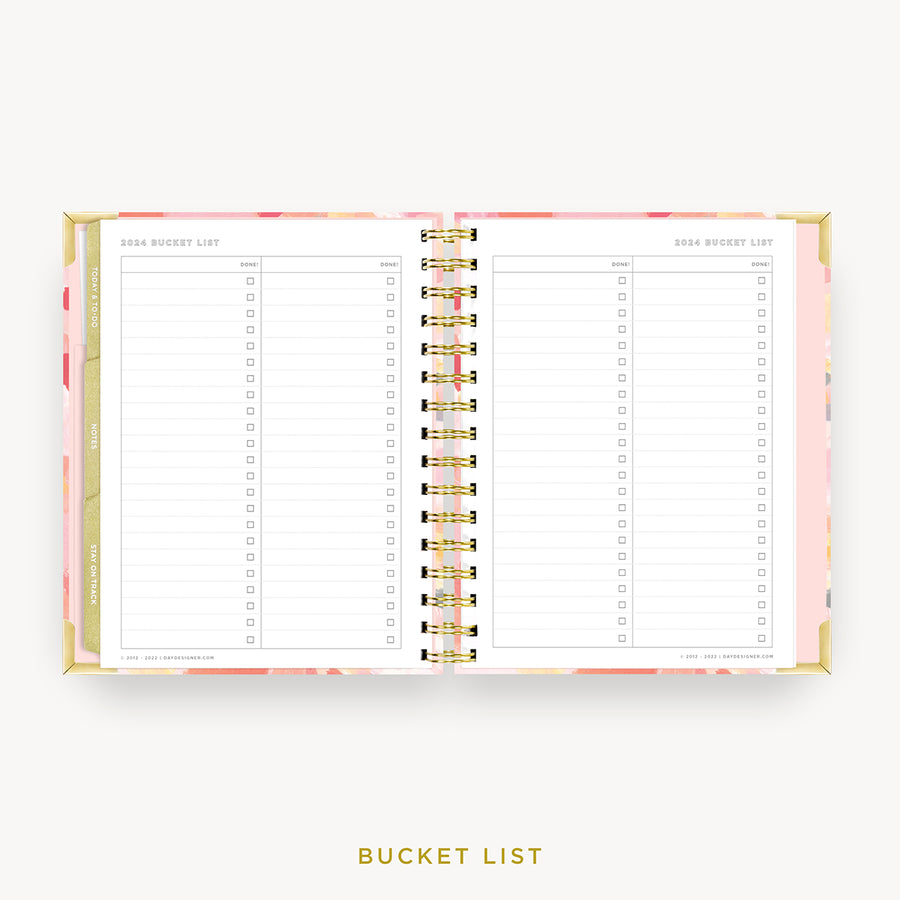 Day Designer 2024 mini weekly planner: Sunset cover with bucket list