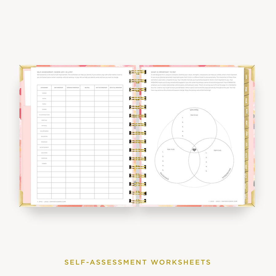 Day Designer 2024 mini daily planner: Sunset cover with self assessment worksheet