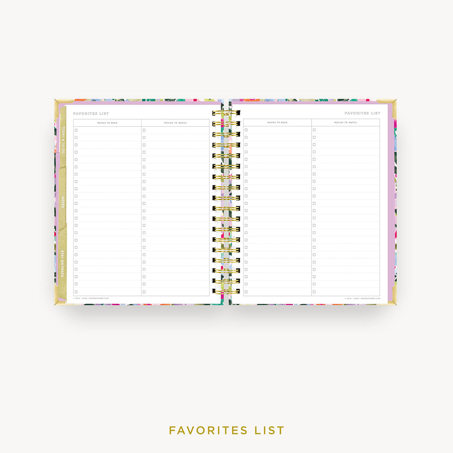 Day Designer 2024 weekly planner: Blurred Spring cover with favorite books and movies pages