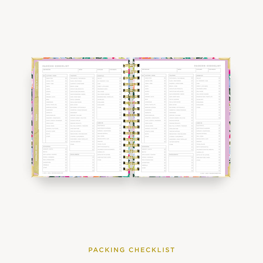 Day Designer 2024 weekly planner: Blurred Spring cover with packing checklist