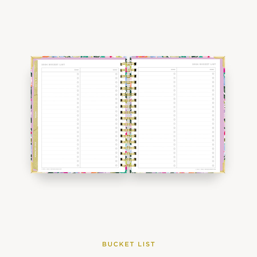 Day Designer 2024 weekly planner: Blurred Spring cover with bucket list