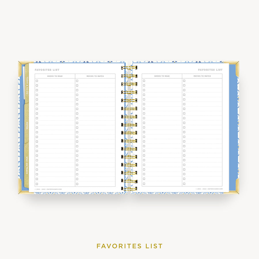 Day Designer 2024 mini weekly planner: Casa Bella cover with favorite books and movies pages