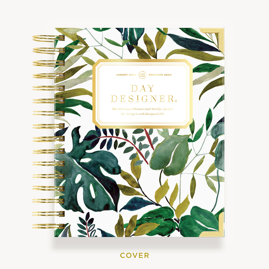 Day Designer 2024 mini weekly planner: Bali hard cover, gold wire binding
