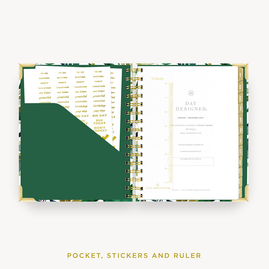 Day Designer 2024 mini weekly planner: Bali cover with pocket and gold stickers
