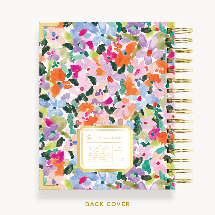 Day Designer 2024 mini weekly planner: Blurred Spring cover  with back cover with gold detail
