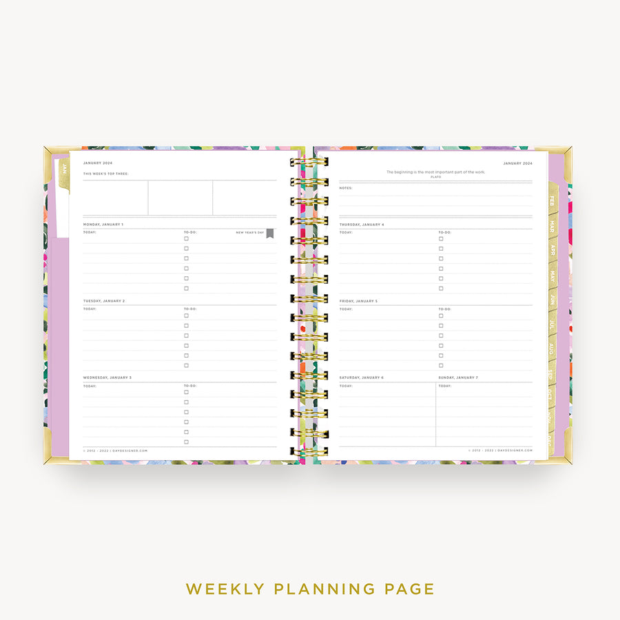 Day Designer 2024 mini weekly planner: Blurred Spring cover  with weekly planning pages