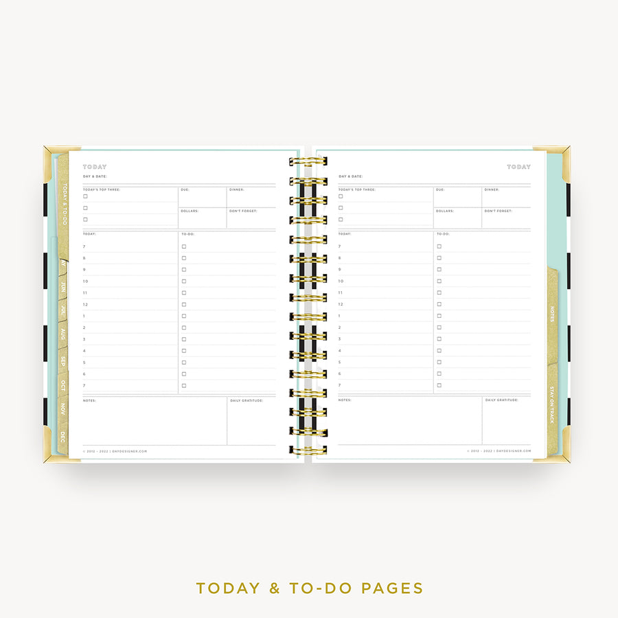 Day Designer 2024 mini weekly planner: Black Stripe cover with undated daily planning pages