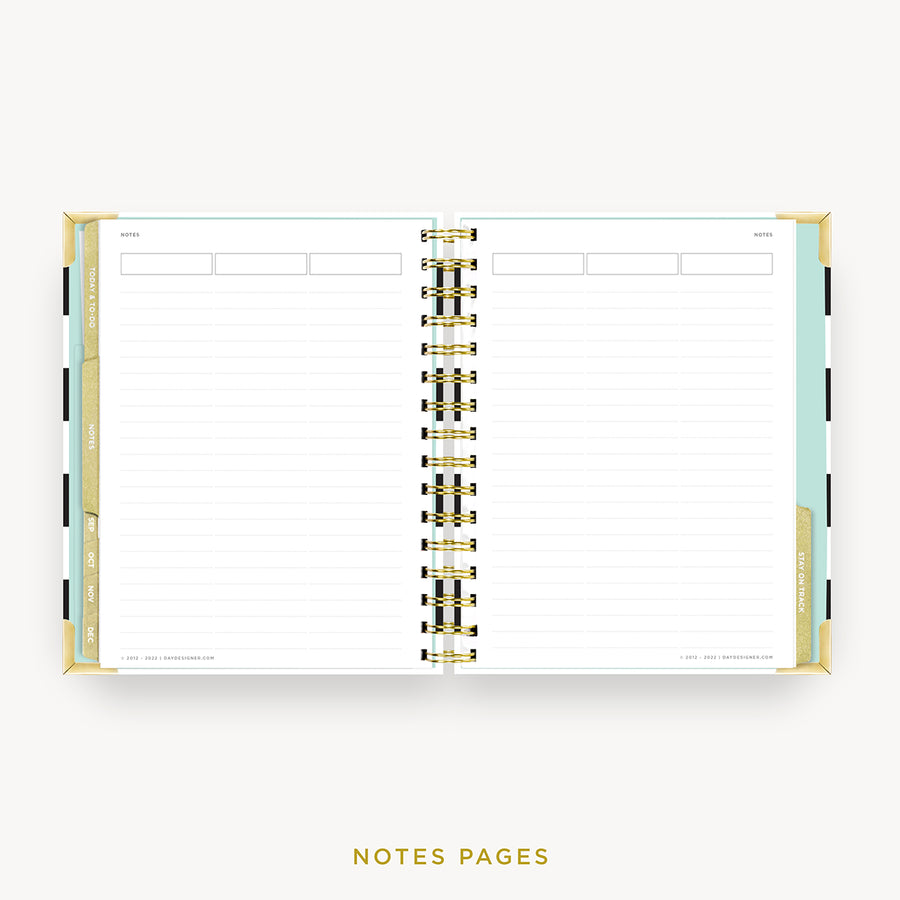 Day Designer 2024 mini weekly planner: Black Stripe cover with note-taking pages