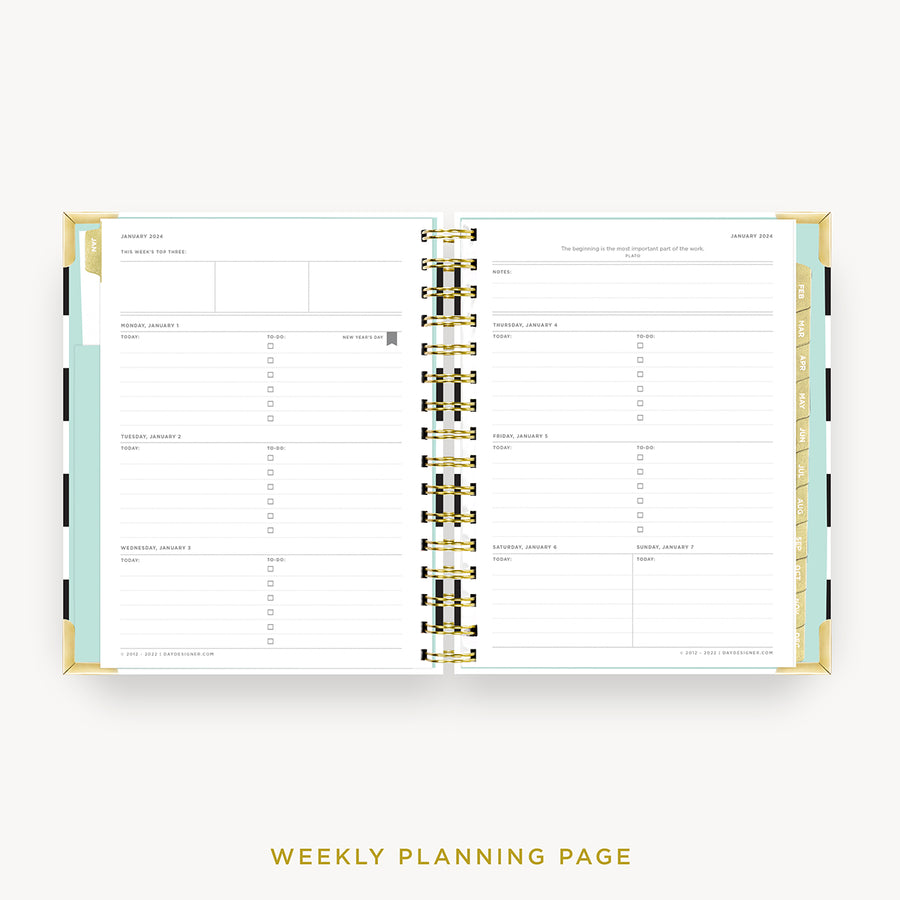 Day Designer 2024 mini weekly planner: Black Stripe cover  with weekly planning pages