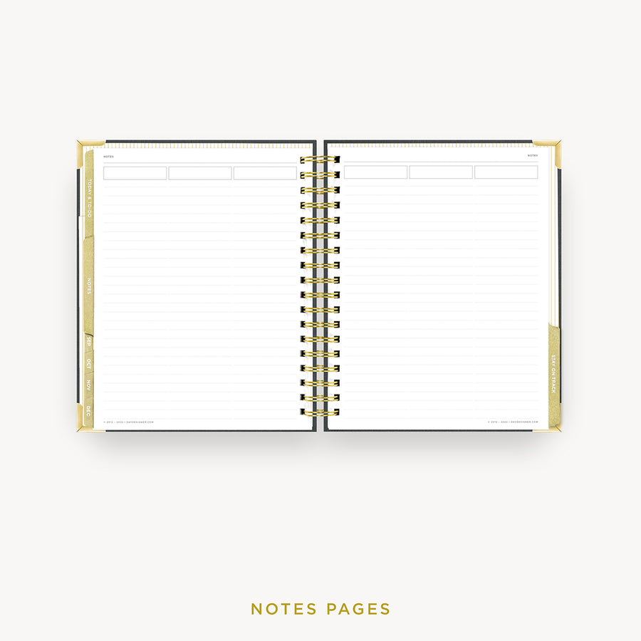 Day Designer 2024 weekly planner: Charcoal Bookcloth cover with note-taking pages