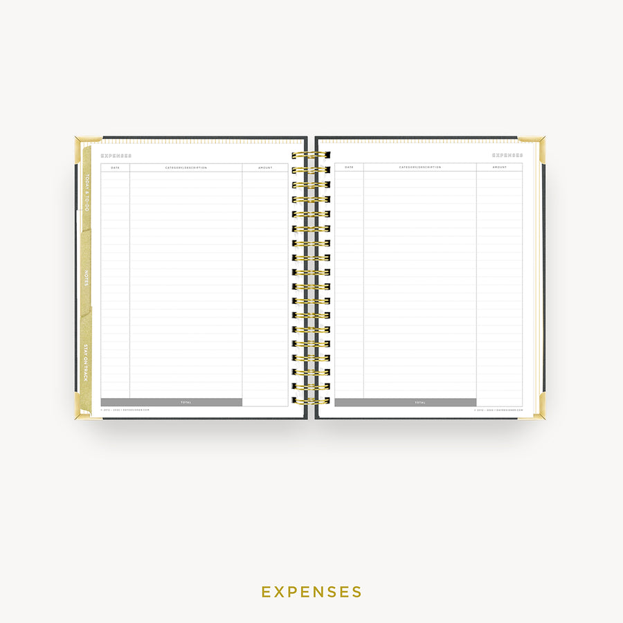 Day Designer 2024 weekly planner: Charcoal Bookcloth cover with expense tracking pages