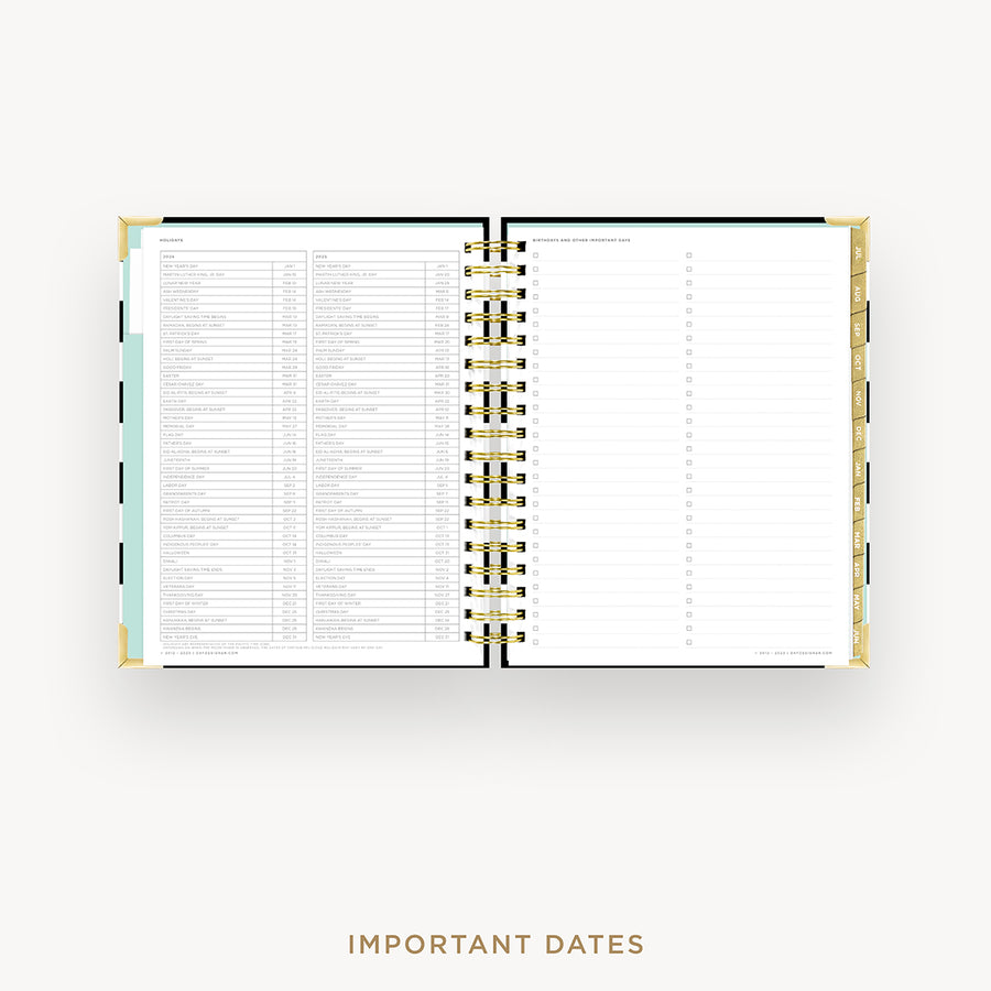 Day Designer 2024-25 daily planner: Black Stripe cover with holidays