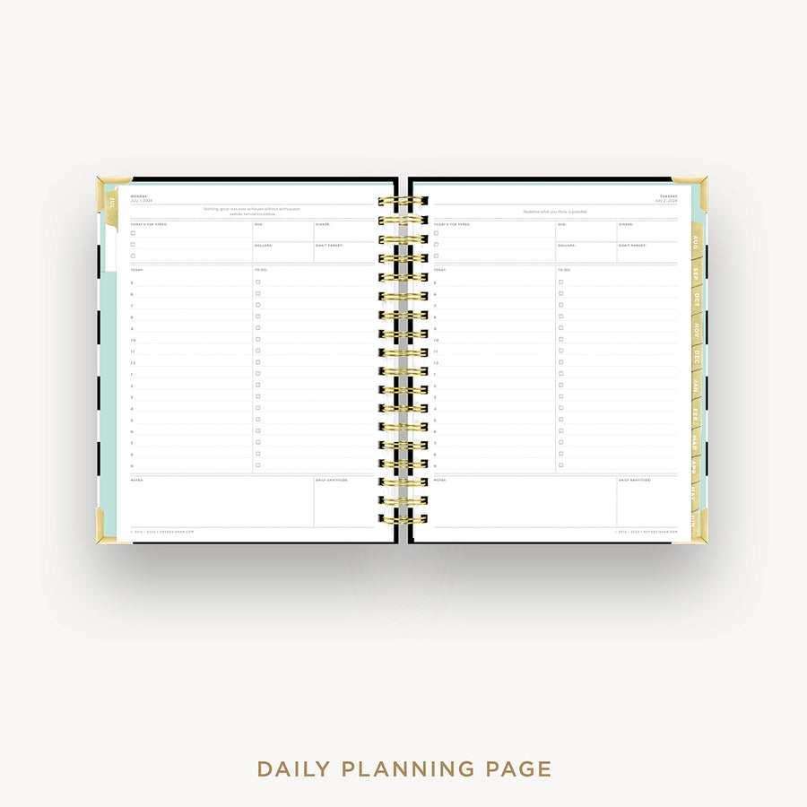 Day Designer 2024-25 daily planner: Black Stripe cover with daily planning page