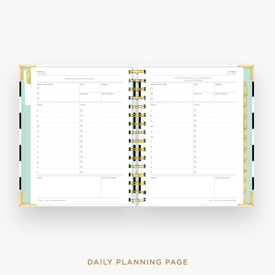 Day Designer 2024-25 mini daily planner: Black Sripe cover with daily planning page