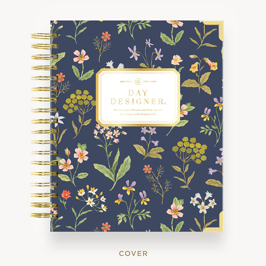 Day Designer 2024-25 daily planner: Fresh Sprigs hard cover, gold wire binding