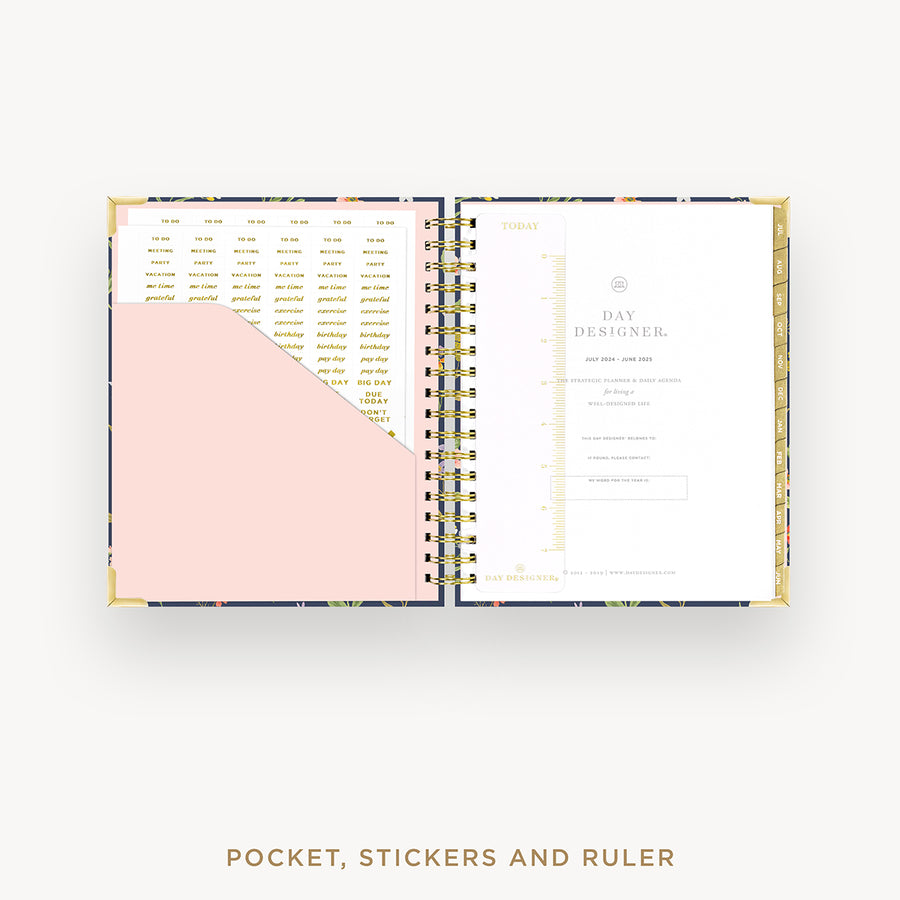 Day Designer 2024-25 daily planner: Fresh Sprigs cover with pocket and gold stickers