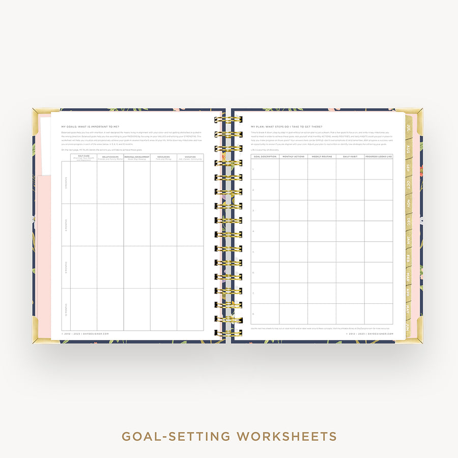 Day Designer 2024-25 mini daily planner: Fresh Sprigs cover with goals worksheet