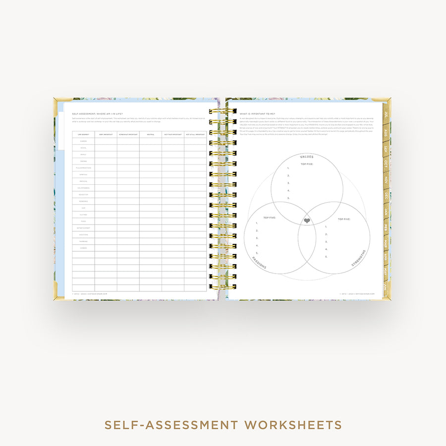 Day Designer 2024-25 daily planner: Palmetto cover with self assessment worksheet
