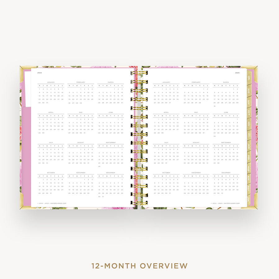 Day Designer 2024-25 mini daily planner: Camellia cover with 12 month calendar