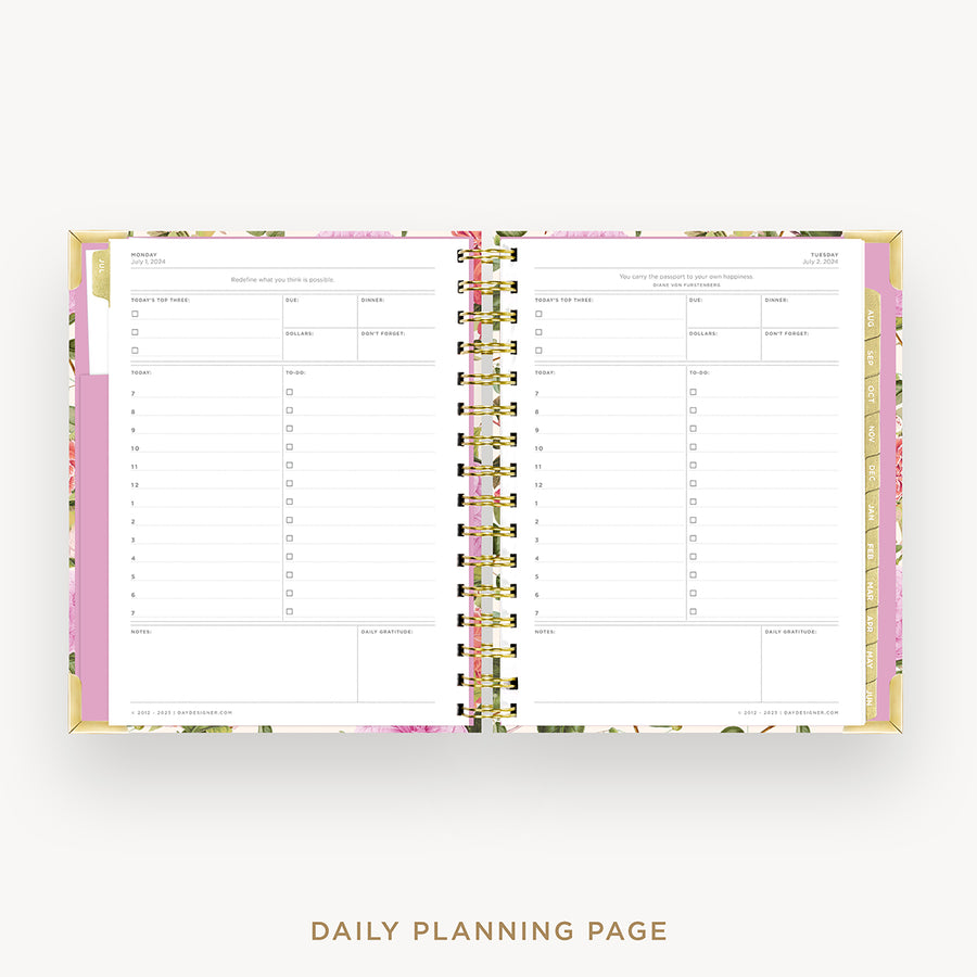 Day Designer 2024-25 mini daily planner: Camellia cover with daily planning page