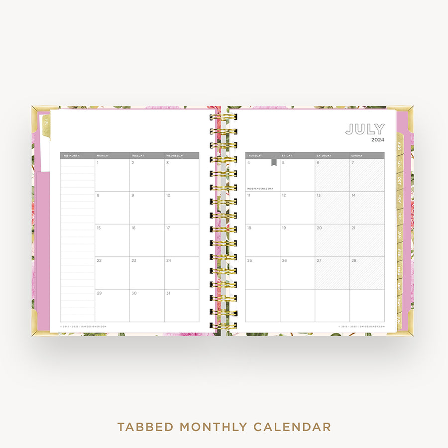 Day Designer 2024-25 mini daily planner: Camellia cover with monthly calendar