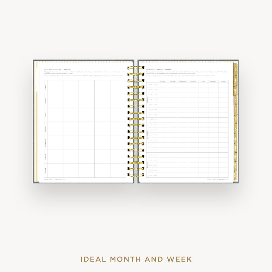 Day Designer 2024-25 daily planner: Charcoal Bookcloth cover with ideal week worksheet