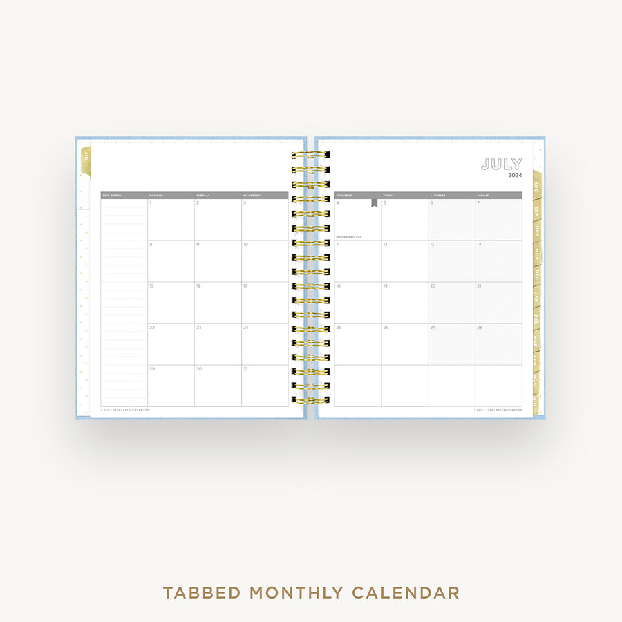 Day Designer 2024-25 daily planner: Chambray Bookcloth cover with monthly calendar