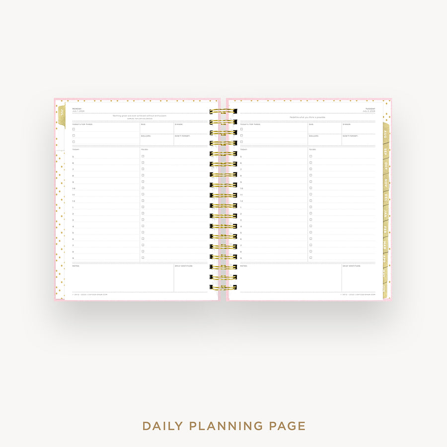 Day Designer 2024-25 daily planner: Peony Bookcloth cover with daily planning page