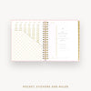 Day Designer 2024-25 daily planner: Peony Bookcloth cover with pocket and gold stickers
