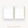 Day Designer 2024-25 daily planner: Sage Bookcloth cover with goals worksheet