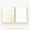 Day Designer 2024-25 mini daily planner: Sage Bookcloth cover with pocket and gold stickers