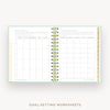 Day Designer 2024-25 mini daily planner: Sage Bookcloth cover with goals worksheet