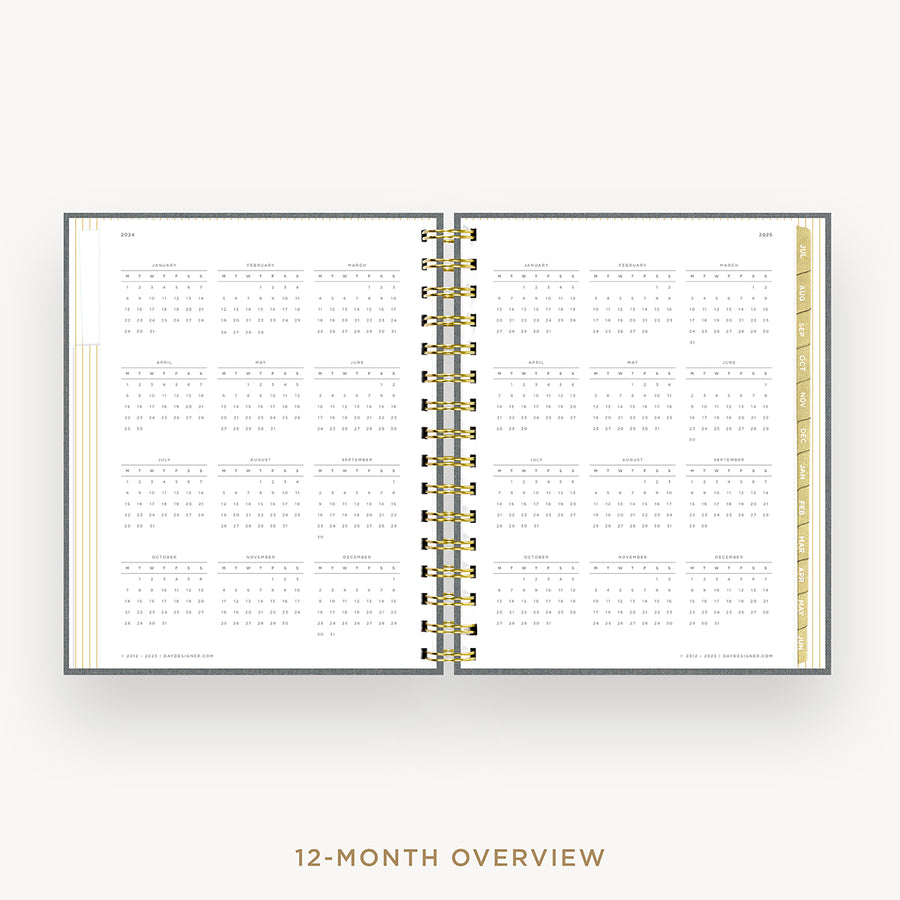 Day Designer 2024-25 mini daily planner: Charcoal Bookcloth cover with 12 month calendar