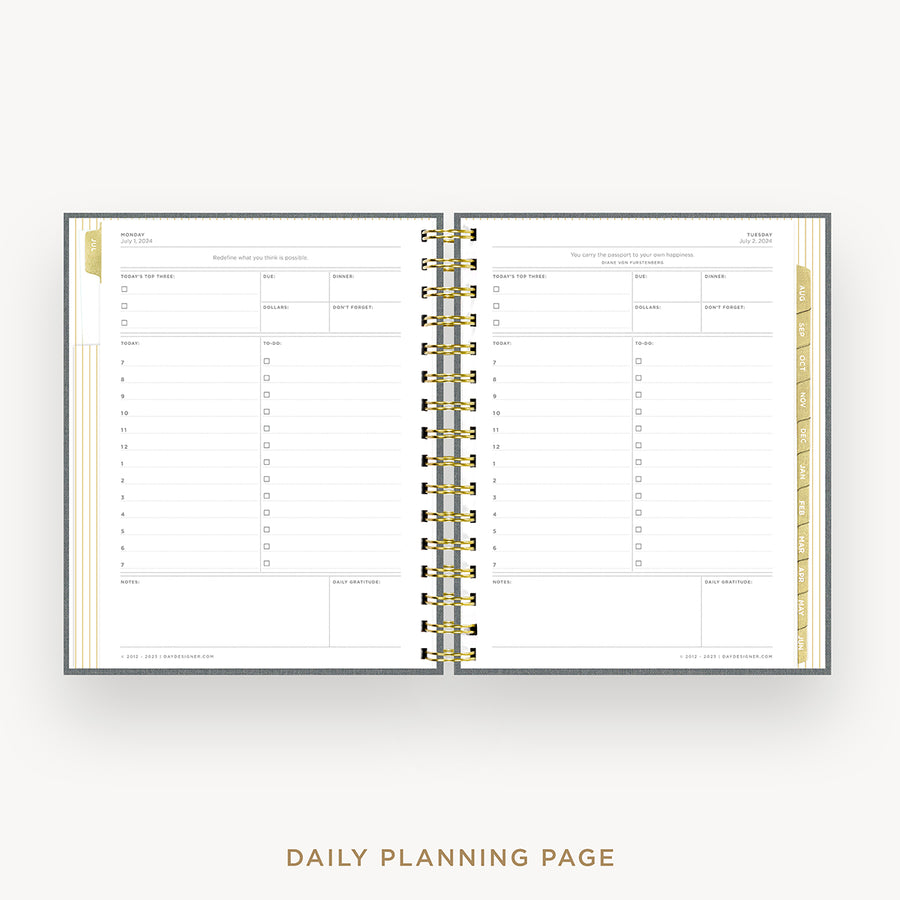 Day Designer 2024-25 mini daily planner: Charcoal Bookcloth cover with daily planning page