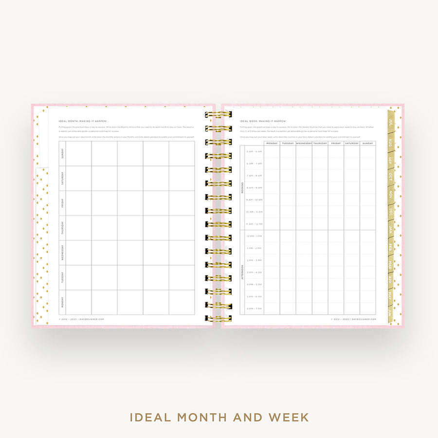 Day Designer 2024-25 mini daily planner: Peony Bookcloth cover with ideal week worksheet