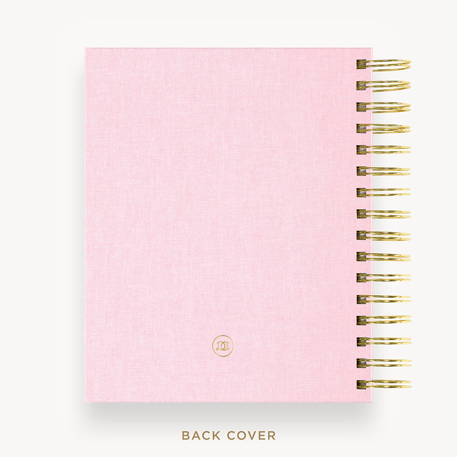 Day Designer 2024-25 mini daily planner: Peony Bookcloth cover with back cover with gold detail