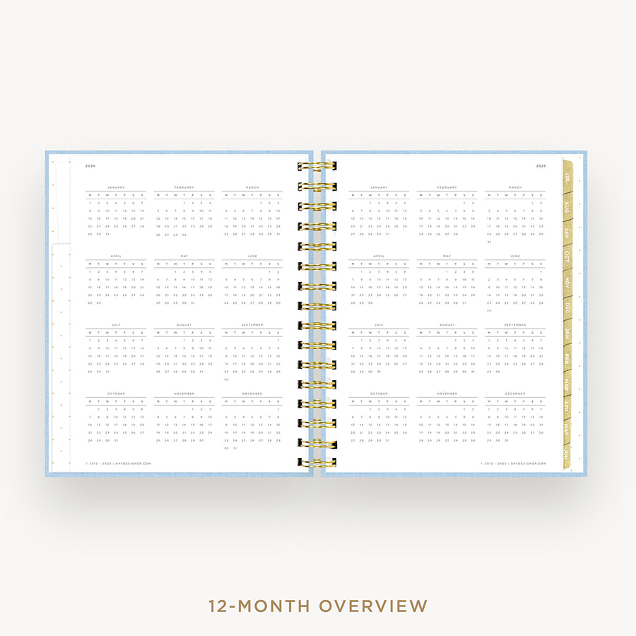 Day Designer 2024-25 mini daily planner: Chambray Bookcloth cover with 12 month calendar