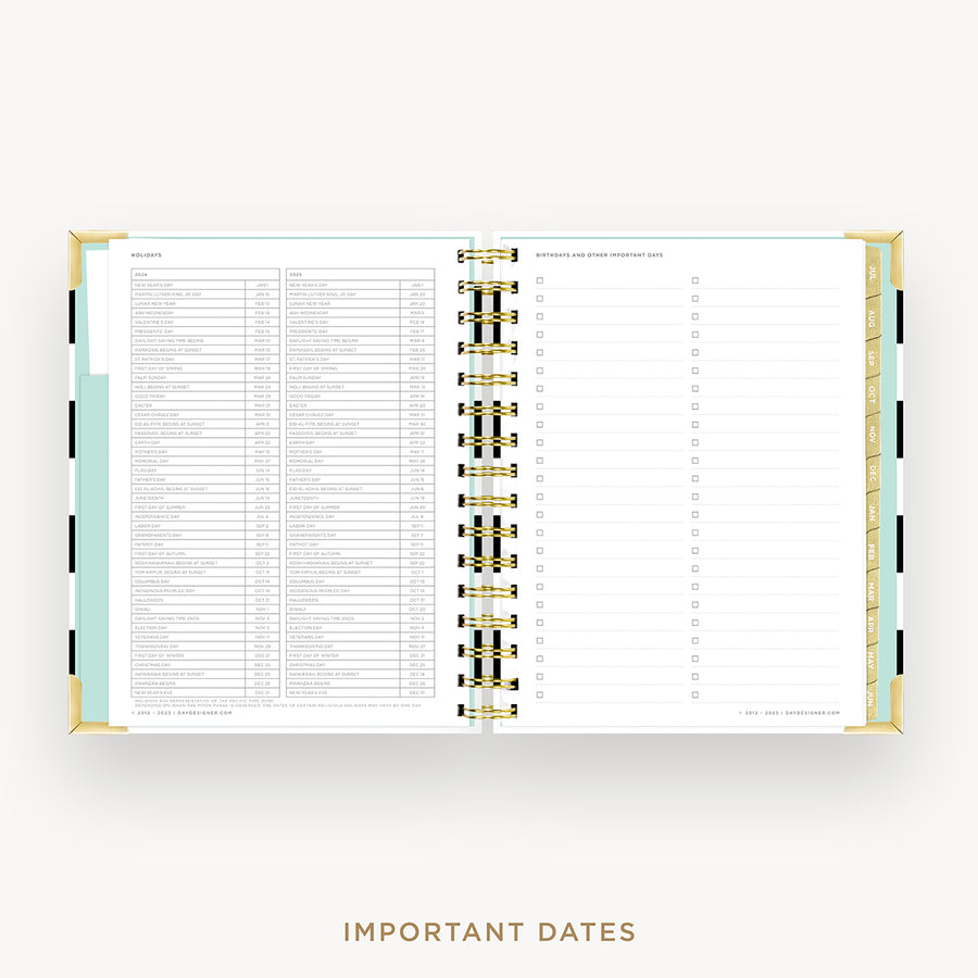 Day Designer 2024-25 mini weekly planner: Black Stripe cover with holidays page
