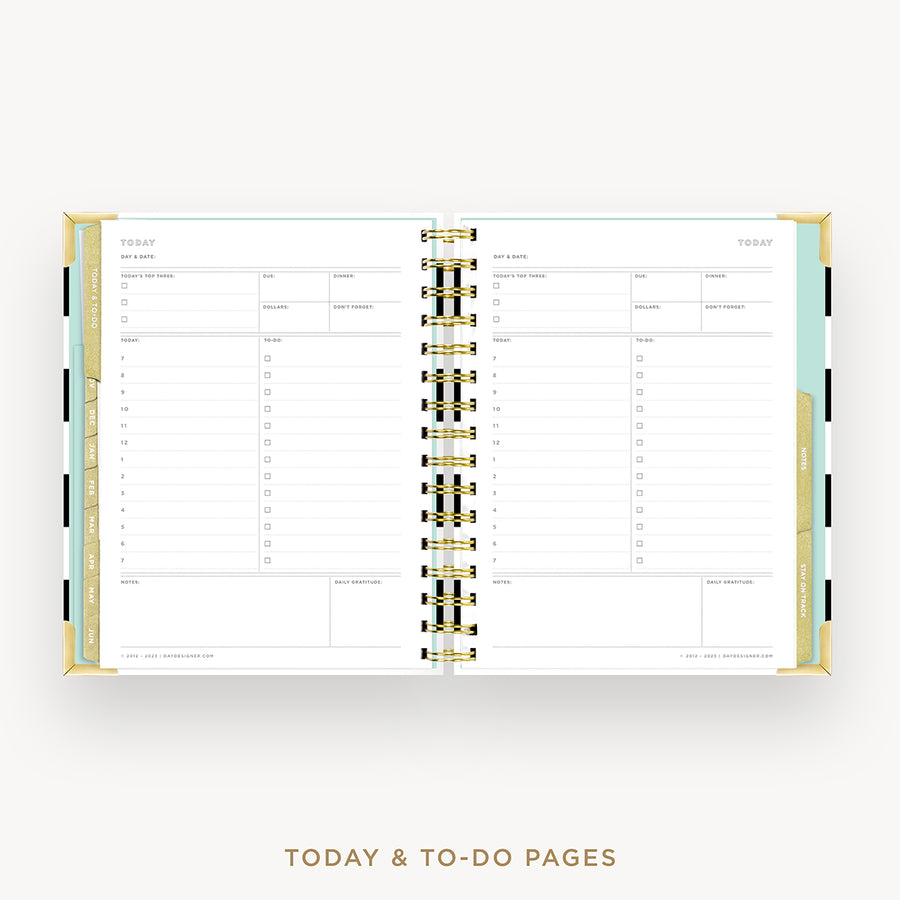 Day Designer 2024-25 mini weekly planner: Black Stripe cover with undated daily planning pages