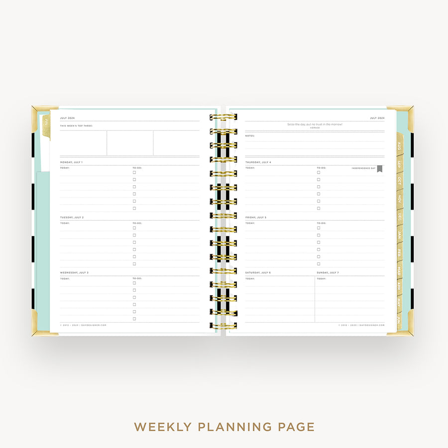 Day Designer 2024-25 mini weekly planner: Black Stripe cover  with weekly planning pages