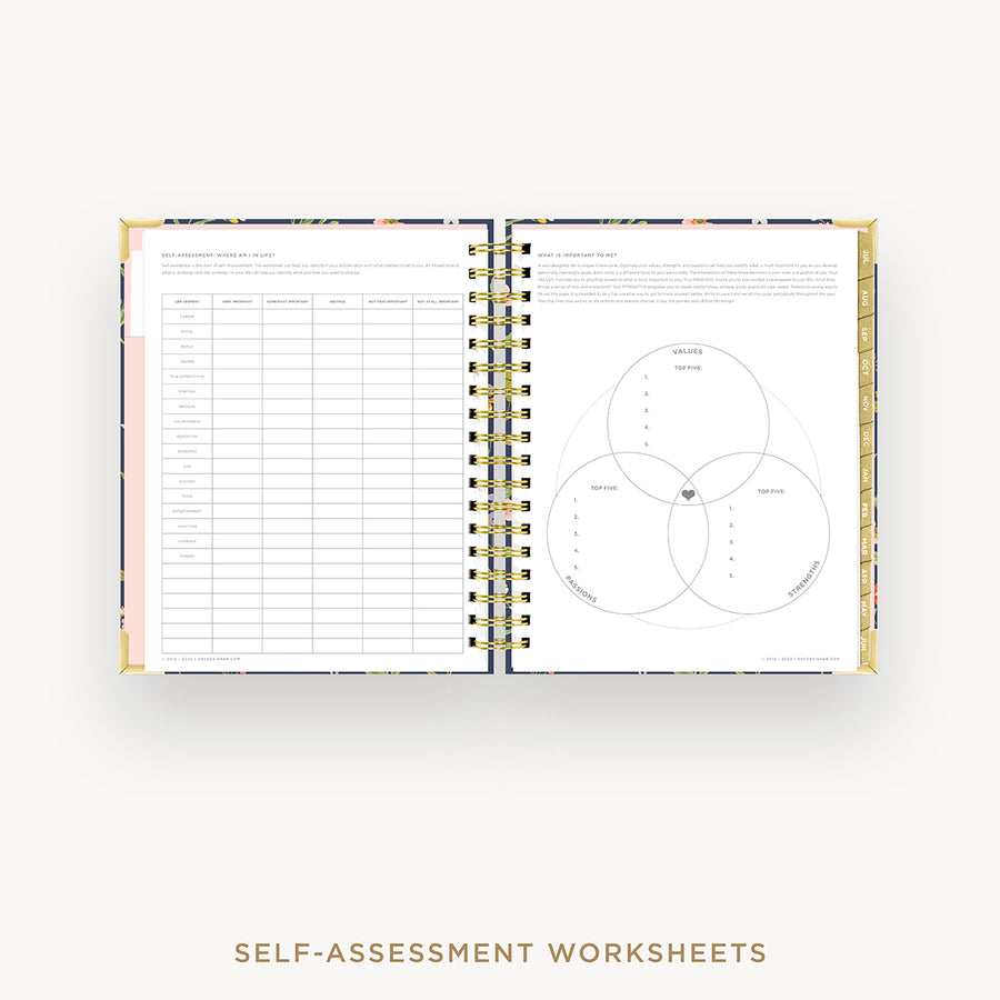 Day Designer 2024-25 weekly planner: Fresh Sprigs cover with self assessment worksheet