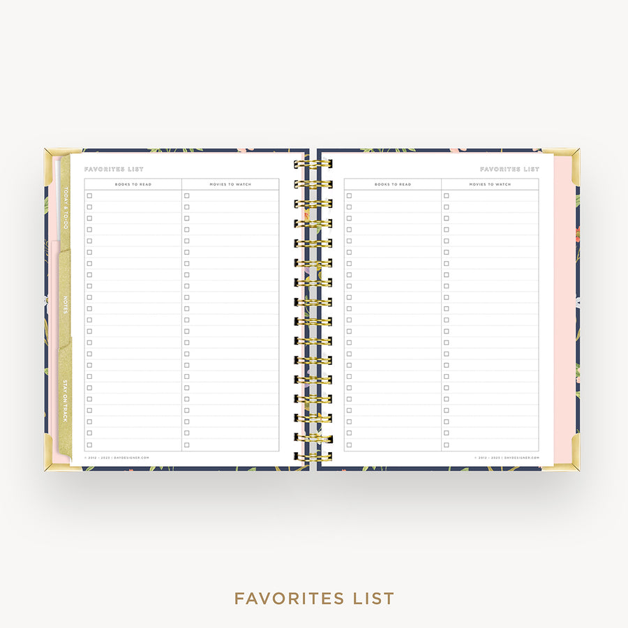Day Designer 2024-25 mini weekly planner: Fresh Sprigs cover with favorite books and movies pages