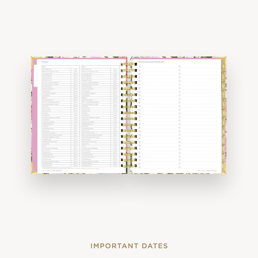 Day Designer 2024-25 weekly planner: Cameliia cover with holidays page