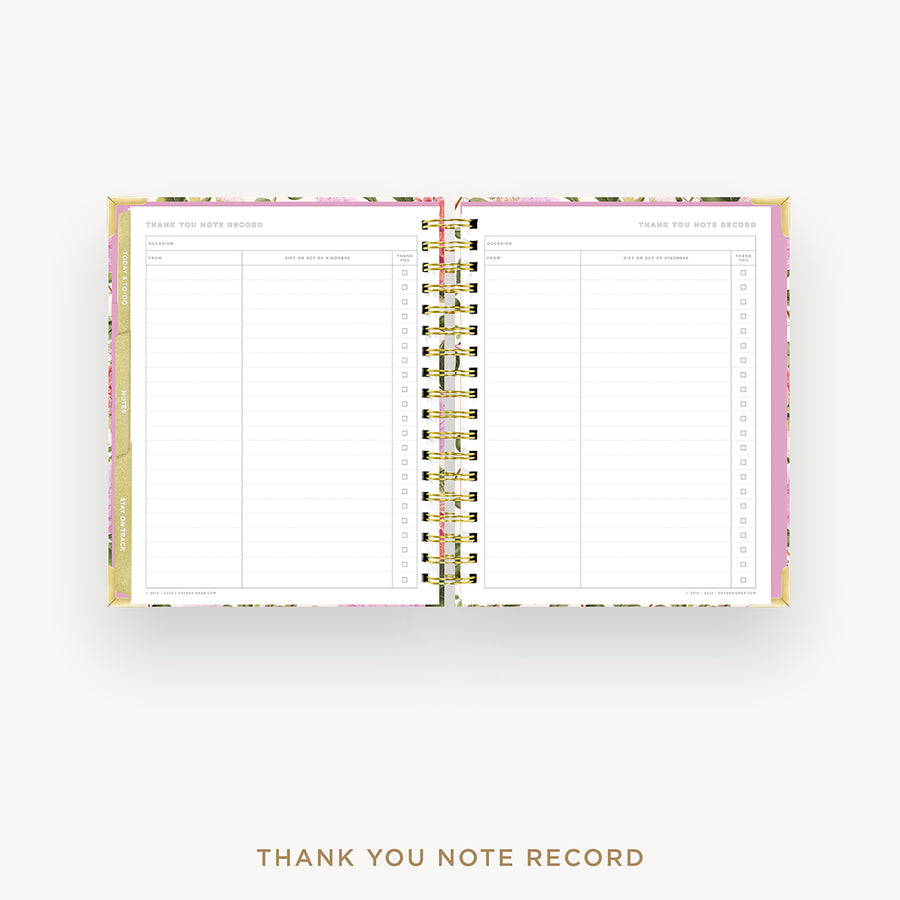 Day Designer 2024-25 weekly planner: Camellia cover with thank you notes pages