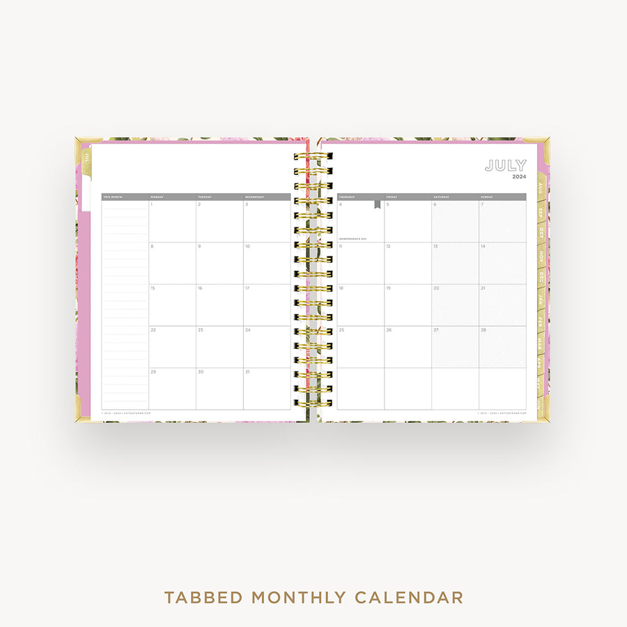 Day Designer 2024-25 weekly planner: Camellia cover with monthly calendar